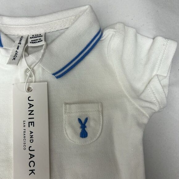 Janie and Jack 100048698 Baby Bunny Pique Polo Bodysuit NWT - Picture 4 of 7